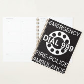 Emergency Dial 999 Sign Fire Police Ambulance Planner (Display)