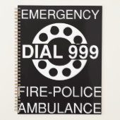 Emergency Dial 999 Sign Fire Police Ambulance Planner (Voorkant)