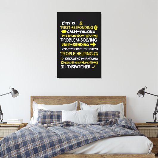 Emergency Dispatcher - Thin Yellow Line Dispatcher Canvas Afdruk (Insitu (Slaapkamer))