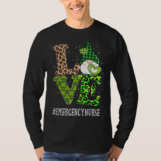 Emergency Nurse Love St Patricks Day Gnome Leopard T-shirt (Voorkant)