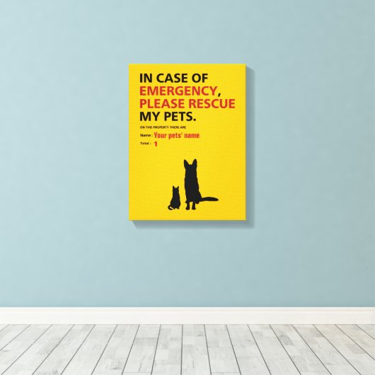 Emergency Panel (dog & cat) Canvas Afdruk (Insitu (Houten vloer))