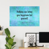  Emerson Happiness Inspirerend Quote Blue Poster (Thuiskantoor)