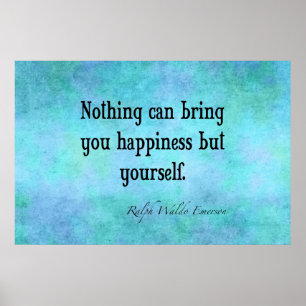 Emerson Happiness Inspirerend Quote Blue Poster