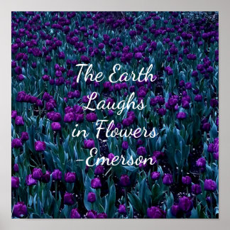 Emerson inspiration quote in paarse tulpbloem poster