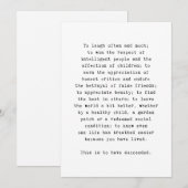 Emerson inspirerend citaat over succes bedankkaart (Voorkant / Achterkant)