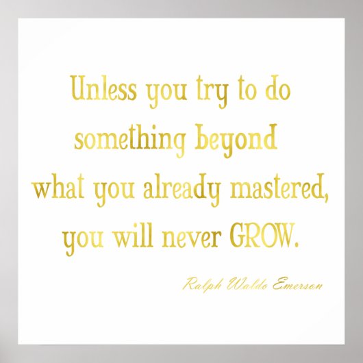 Emerson Quote Gold Faux Glitter Metallic Sequins Poster (Voorkant)