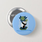 Emerson Quote met bedreigde Panda Ronde Button 5,7 Cm (Voorkant /achterkant)