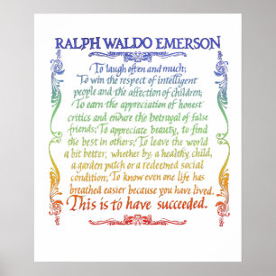 Emerson quote-Succes, regenboog Poster