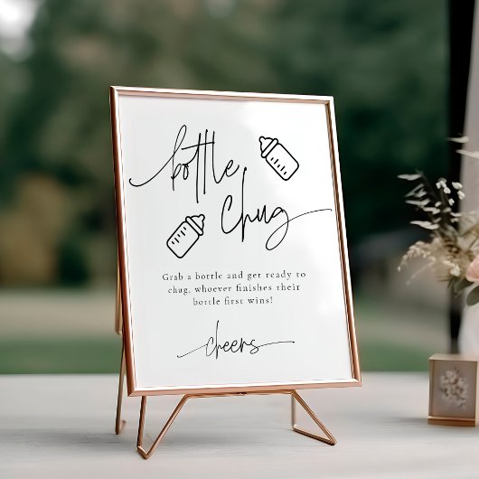 EMERY Bottle Chug Beer Baby shower Spel Poster