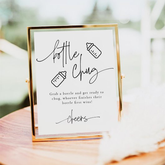 EMERY Bottle Chug Beer Baby shower Spel Poster