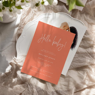 EMERY Elegante baby shower - Hello Peach Kaart
