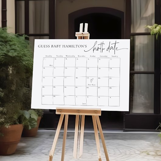 EMERY Guess Baby's Vervaldatum / Geboortedatum Kal Poster