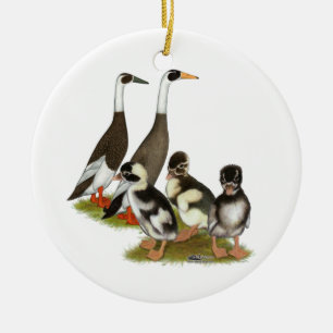 Emery Penciled Runner Duck Family Keramisch Ornament