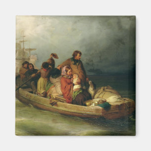 Emigrerende passagiers aan boord, 1851 magneet