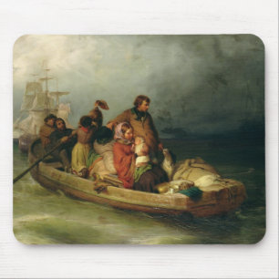 Emigrerende passagiers aan boord, 1851 muismat