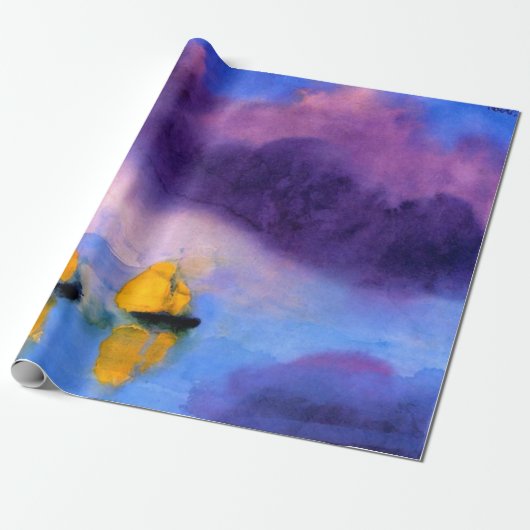 Emil Nolde - Zee met gewelddadige wolken en zeilbo Cadeaupapier (Uitgerold)