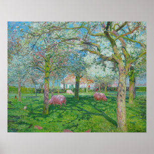 Emile Claus - De Orchard in de lente Poster