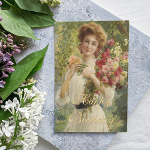 Emile Vernon Vrouw Bloemen Gelukkig Verjaardag Briefkaart