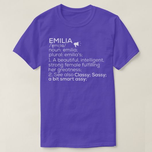 Emilia Naam Emilia Definitie Emilia Vrouw Naam E T-shirt (Design voorkant)