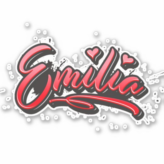 Emilia red Heart Graffiti Aufkleber Sticker (Voorkant)
