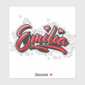 Emilia red Heart Graffiti Autocollants (Feuille)