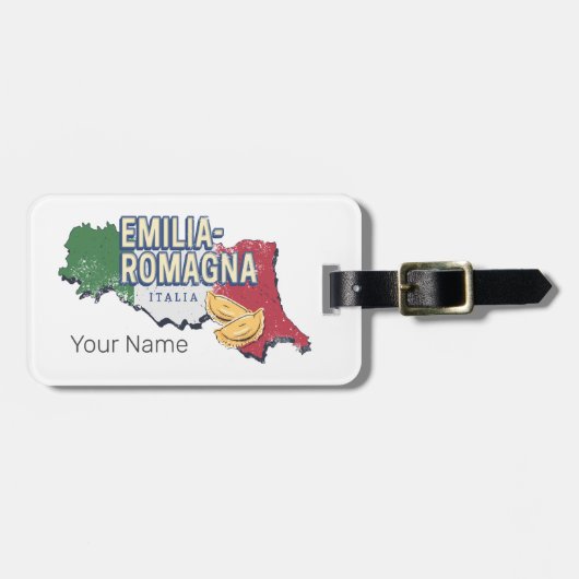 Emilia Romagna Vlag Italië Retro Regio Kaart Bagagelabel (Voorkant horizontaal)