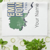 Emilia Romagna Vlag Italië Retro Regio Kaart Theedoek (Gevouwen)