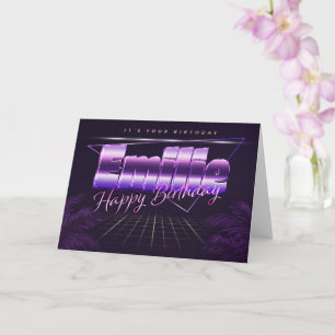 Emilie prénom carte rétro lilas pour anniversaire