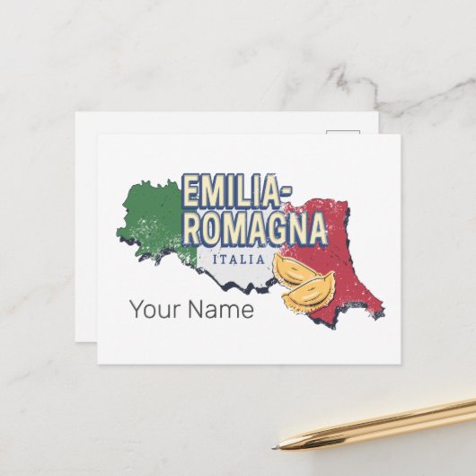 Émilie Romagne Drapeau Italie Retro Carte Région V (Devant/Arrière en situation)