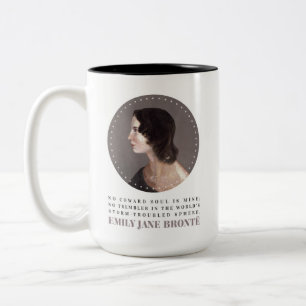 Emily Bronte Portrait en Quote - Geen Coward Soul Tweekleurige Koffiemok
