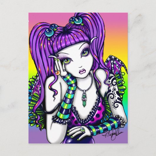 "Emily" Celestial Rainbow Crystal Ball Faery Briefkaart (Voorkant)