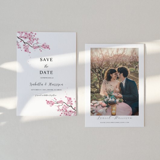 EMILY Cherry blosom Save the Date Template Kaart