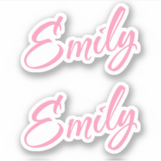 Emily Decoratieve Naam in Roze x2 Sticker (Voorkant)