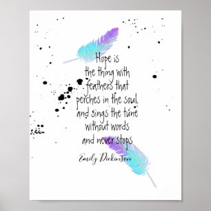 Emily Dickinson citeert hoopblauw en paars Poster