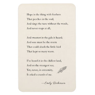 Emily Dickinson Poem Magnet, hoop, veren Magneet