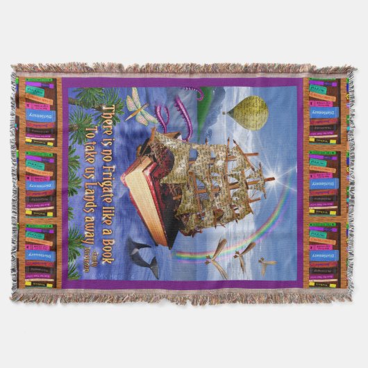 Emily Dickinson Poem Quote Book Ship Ocean Deken (Voorkant)