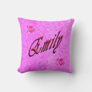 Emily, naam, Logo, op roze mozaïek Kussen