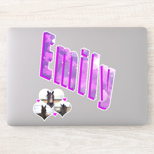 Emily Name With Horses, Sticker (Computer)