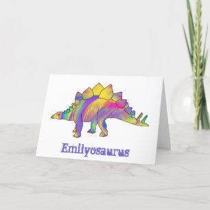 Emily osaurus Kleurrijke Stegosaurus Dinosaur Kuns Feestdagen Kaart