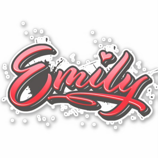 Emily red Heart Graffiti Aufkleber Sticker (Voorkant)