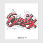 Emily red Heart graffiti Autocollants (Feuille)