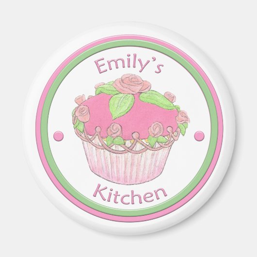 Emily's Kitchen Roos CupCake Magnet Magneet (Voorkant)