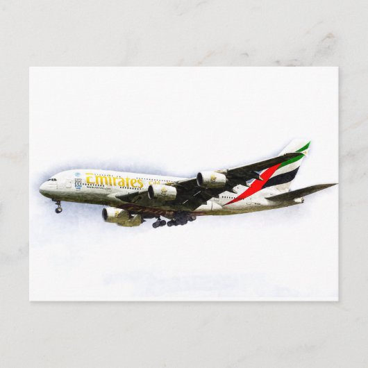 Emiraten Airline A380 Art Briefkaart (Voorkant)