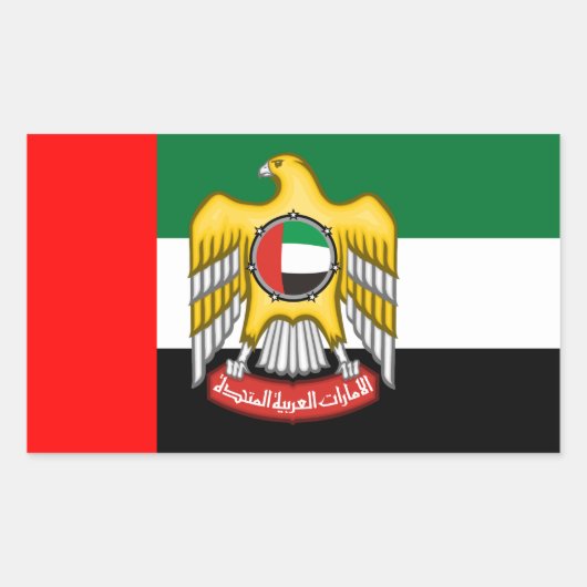 Emirati vlag & embleem, Verenigde Arabische Emirat Rechthoekige Sticker (Voorkant)