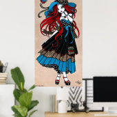 'Emma' 50's Rockabilly Swallow Tattoo Angel Poster (Thuiskantoor)