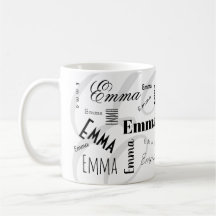 Emma Aangepaste Naam Zwart Wit Koffiemok