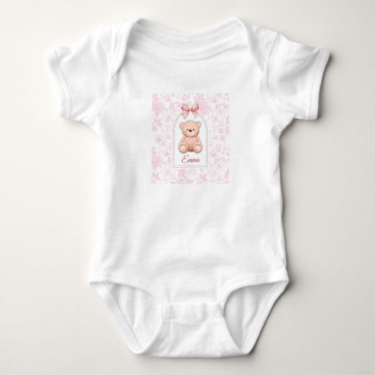 Emma | Aangepaste Roze Teddybeer-kinderkamerontwer Romper (Voorkant)