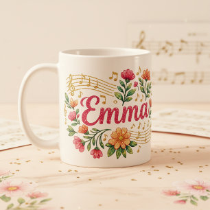 Emma Bloemige Muziek Liefhebber Glitter Mok