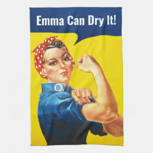 "EMMA Can DRY It" motivatie Rosie the Riveter, Theedoek