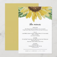 Emma - Cartes de menu de mariage tournesol rustiqu
